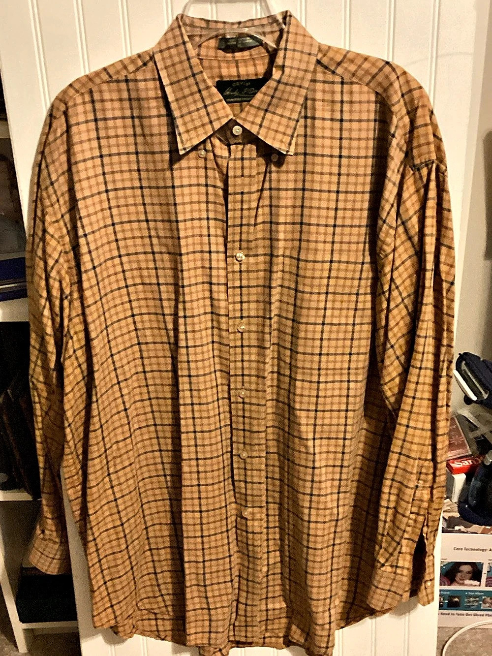 Orvis Signature Collection Plaid Cotton Shirt in Brown XL